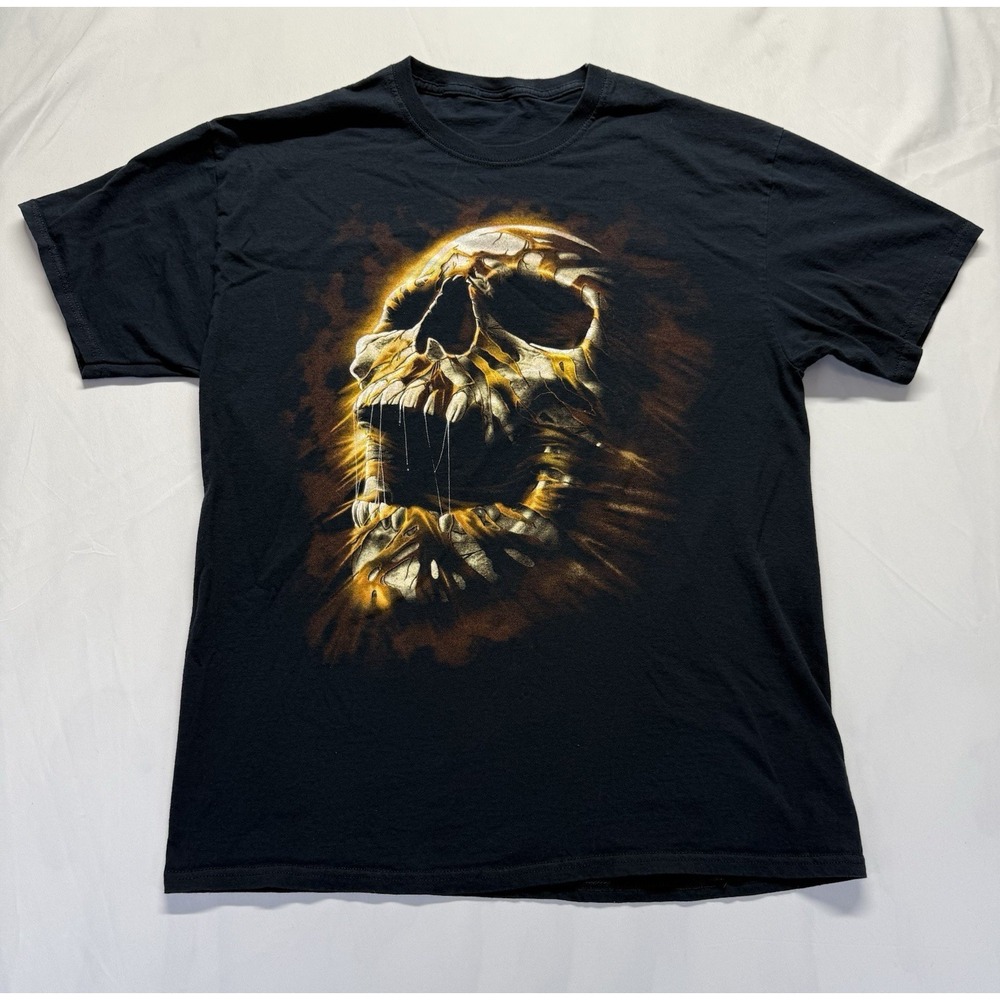 Mens Skull Graphic T Shirt Large Black‎ Gothic Horror Rock Streetwear Tee